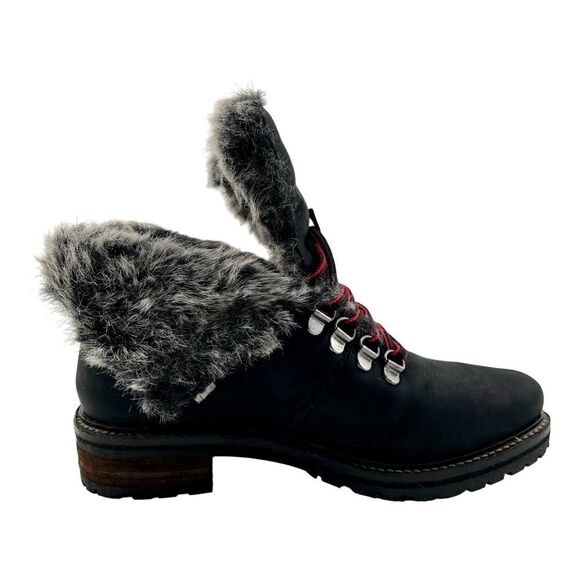 Joules Shoes - New Joules Ashwood Women US 5 Black Leather Faux Fur Warm Lace-Up Ankle Boots